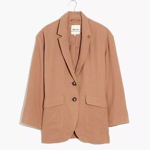 Madewell Linen Tan Blazer Relaxed Fit Notched Lapel